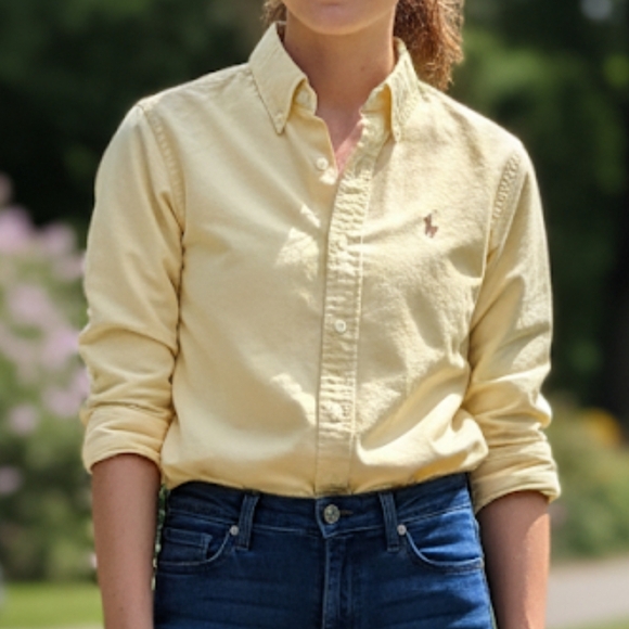 Ralph Lauren Yellow Button Down Shirt, Light Yellow, 4, GUC - Picture 1 of 4